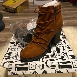 Brown suede booties size 8